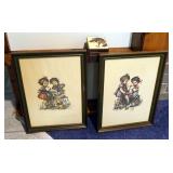 Reuge The Happy Wanderer Music Box, 2.5" x 4" x 3", And Framed Under Glass Boy And Girl Print, Qty 2