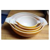 Pyrex Gold Butterfly Mixing Bowls, Qty 4