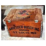 Wooden Budweiser Crate, With Lid, 11" x 18" x 12", And Antique Clock Box, 8" x 16" x 8"