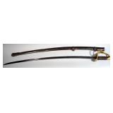 US ADK 1862 Saber, Ames Mfg, Chicopee Mass, 37" Blade, Guarded Brass Hilt, Wire Bound Leather Handle