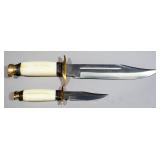 Rogue River Tactical 2-Knife Set, 8.75" And 4" Blades, Brass Guards, Both In Single 2-Compartment Le