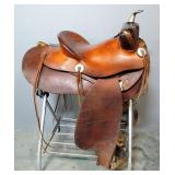 Marlin Cole Desert Hitching Post Ranch Western Ranch Saddle, 13.5" Seat, 6" Gullet, Smooth Leather, 
