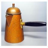 Copper And Enamel Double Boiler, Hammered Copper Pitcher And Decorative Copper Urn