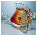 Solid Glass Fish Decor, Stands 2 Ways, Approx 7.5" H x 12" Long