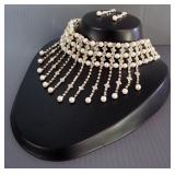 Choker And Earring Set With Faux Pearl And Clear Stones