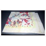 Black Americana Table Cloth, Some Stains, Approx 51" x 47"