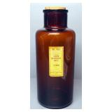 Antique Brown Pharmacy Bottle With Sodium Bicarbonate Label And Cork Stopper