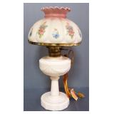 Table Lamp With Lincoln Drape Oil Lamp Style Base, Powers On