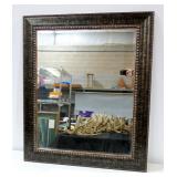 Beveled Mirror In Wood Frame, 31" x 37"