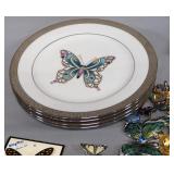 Butterfly Themed Collection Includes Rings, Pins, Watch, And Plates