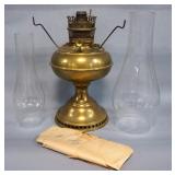 Brass Perfection Oil Lamp, 2 Hurricane Shades, Extra Wick, No Outer Shade