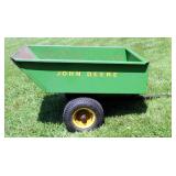 John Deere Two Wheel Pull Behind Dump Cart, Bed Dimensions 10in x 26in x 30in