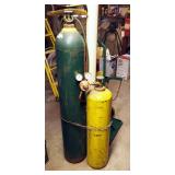 Oxygen And Acetylene Welding Set Up Including Tanks, Hoses, Regulators, Torch And 2 Wheel Cart
