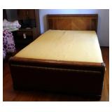 Antique Solid Wood Waterfall Styled Full Size Bed, Including Headboard, 40" x 56" Footboard, Mattres