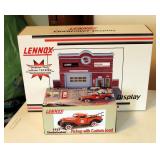 Lennox 1:24 Scale Clock Tower Display, In Original Box, And Lennox 1937 Studebaker Die Cast Model Ca