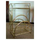 Metal Quilt Rack With Brass Finish, 30in x 27in, And Matching Magazine Rack