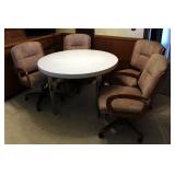 Round Dinette Table With Leaf, 28.5inTall x 41in Diameter, Includes 16in Leaf And Four Swivel Rollin