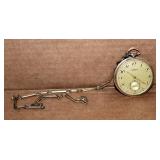 Gruen 10K Gold Filled Pocket Watch With Chain