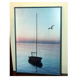 Nautical Decor Including, Sailing Skiff Photograph, Port Hole Wall Hanging, Brass Anchor And Seagull