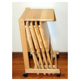 Solid Wood Rolling TV Tray Cart, With 4 Folding Trays