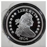2 oz .999 Fine Silver 1794 Flowing Hair Dollar Replica Coin With COA