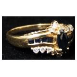 14k Gold Ring With Navy/Black Stones, Size 6-3/4, Approx 3.20 g Total Weight