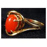 14k Gold Ring With Dark Copper Stone, Size 3-3/4, Approx 1.65 g Total Weight