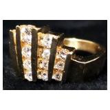 14k Gold Ring With Clear Stones, Size 6, Approx 7.18 g Total Weight
