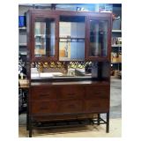 Illuminated Wine Cabinet / China Cabinet, 6 Drawers, Upper Storage With Adjustable Shelves, Mirrored