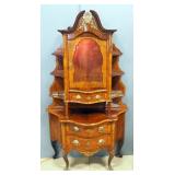 Antique Two Story Buffet With Hutch, Beveled Glass, Brass And Enameled Pulls (2 Need Repair), 81.5" 