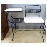 Vintage Gossip Bench With Padded Vinyl Seat And Wire Frame, 25.5" H x 27.5" W x 15" D