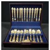 International Gold Plated Flatware, Approx 69 Pieces In Chest
