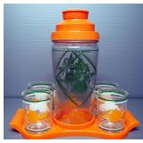 Medco Frozen Juice Shaker Set With 4 Glasses, Shaker, And Serving Tray, In Original Box