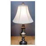 Table Lamp With Brushed Silver Design, 27.5" H, Powers On