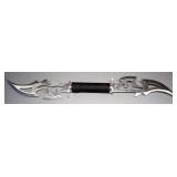 Double-Bladed Knives, Qty 2, 1 In Leather Sheath 21" OL, Other With Parachute Cord Around Hilt 11" O