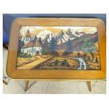 Black Forest Carved Dimensional Relief End Tables With Glass Tops, Qty 2, Each 21.5" H x 24" W x 16.