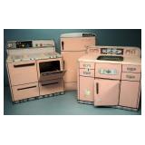 Tin Toy Kitchen Appliances, Includes Coldspot Fridge (13.5" H), Kenmore Oven/Stove (12" H), And Sink