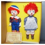 Ideal Raggedy Ann & Andy 16" Porcelain Dolls, With COQ, In Original Box