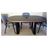 Oval Conference Table, Wood Top, Metal Base With 2 Power Outlets, 28.5" H x 36" W x 72" D