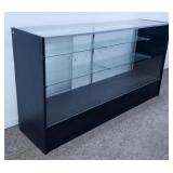 Wood, Metal, And Tempered Glass Display Case, With Two Glass Shelves, 38" H x 70" W x 18" D