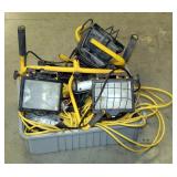 Electric Drop Light Assortment, Qty 6, And Halogen Shop Lights, Qty 3