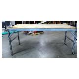 Custom Built Metal Framed Rolling Shop Table, 40" x 92" x 48"
