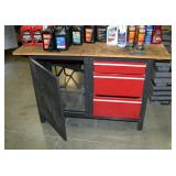 Metal Framed 3 Drawer One Door Wood Top Work Bench, 33.5" x 54" x 20.25" 