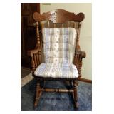 Solid Wood Rocker With Seat Cushions, 45in x 26in x 34in
