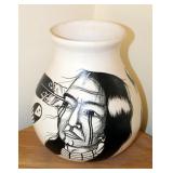 Hand Painted Native American Pottery Vase, 10in Tall, Dream Catcher, Wind Chime, And Porcelain Lefto