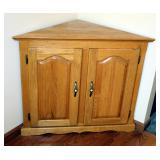 Solid Wood Two Door Corner Cabinet, 31in x 37in x 18.5in