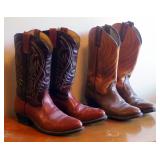 Leather Cowboy Boots, Qty 2 Pair, Size 9, And 9.5