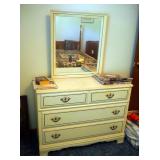 Basset Solid Wood Three Drawer Dresser, With Mirror, 60in x 442in x 18in