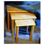 Solid Wood Nesting Tables, Qty 3, 18in x 14in x 14in, 19in x 19in x 14in, And 21in x 26in x 14in