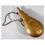 Brass Powder Flask With High Relief Images